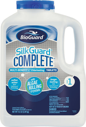 BioGuard SilkGuard Complete 1-inch tablets for pool sanitation and spa maintenance