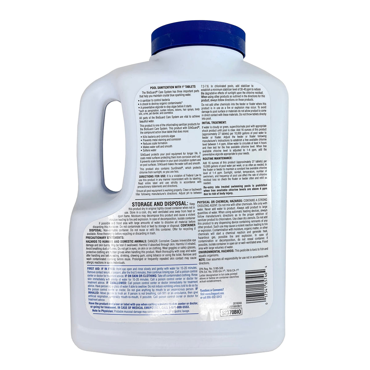 Close-up of BioGuard SilkGuard 1-inch chlorine tablets for pools and hot tubs
