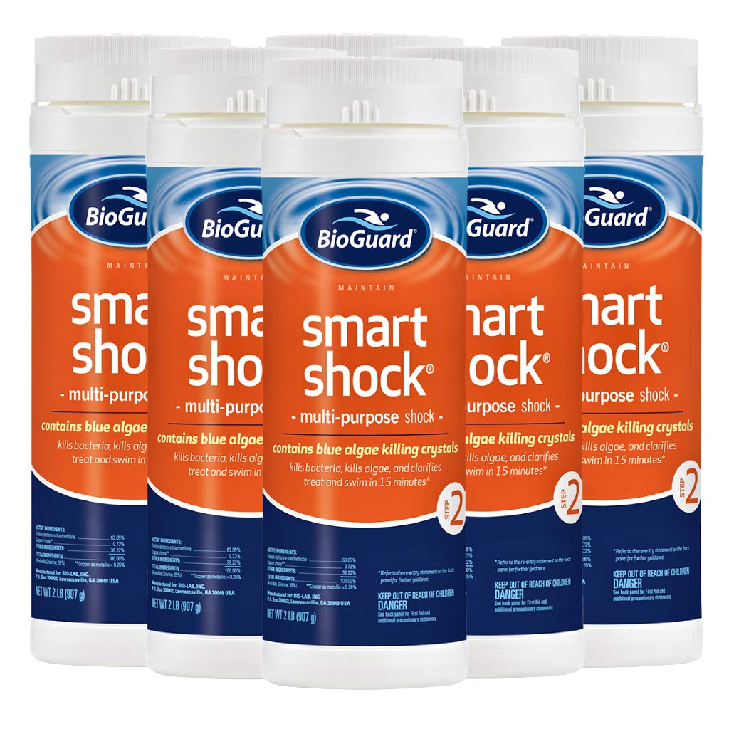 BioGuard Smart Shock two-pound pack restores crystal blue water and supports easy shocking.