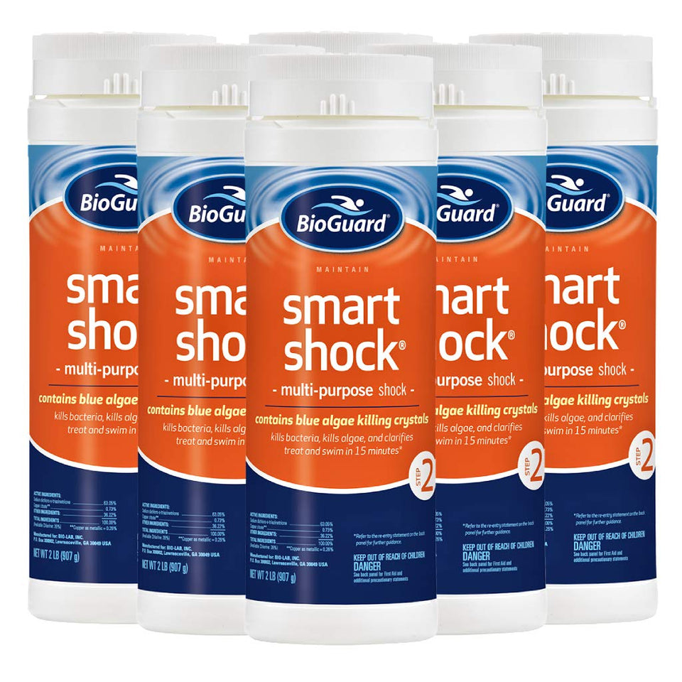 BioGuard Smart Shock two-pound pack restores crystal blue water and supports easy shocking.