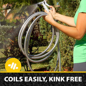 BIONIC STEEL hose crush-resistant fittings in close view for secure connections