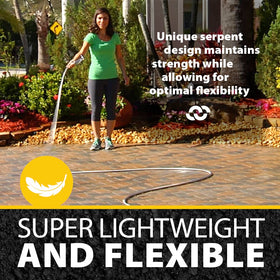 BIONIC STEEL flexible interlocking design enables effortless watering around obstacles