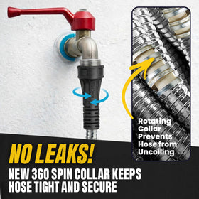 Bionic Steel hose shown in garden and driveway tasks