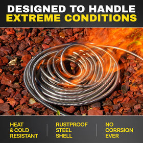 BIONIC STEEL non-kink design lays flat and resists tangles.
