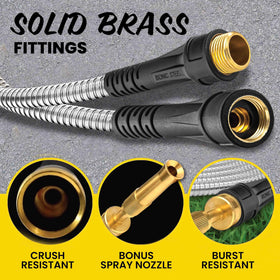 Bionic Steel Pro 75ft hose brass fittings provide secure, leak-free connections.