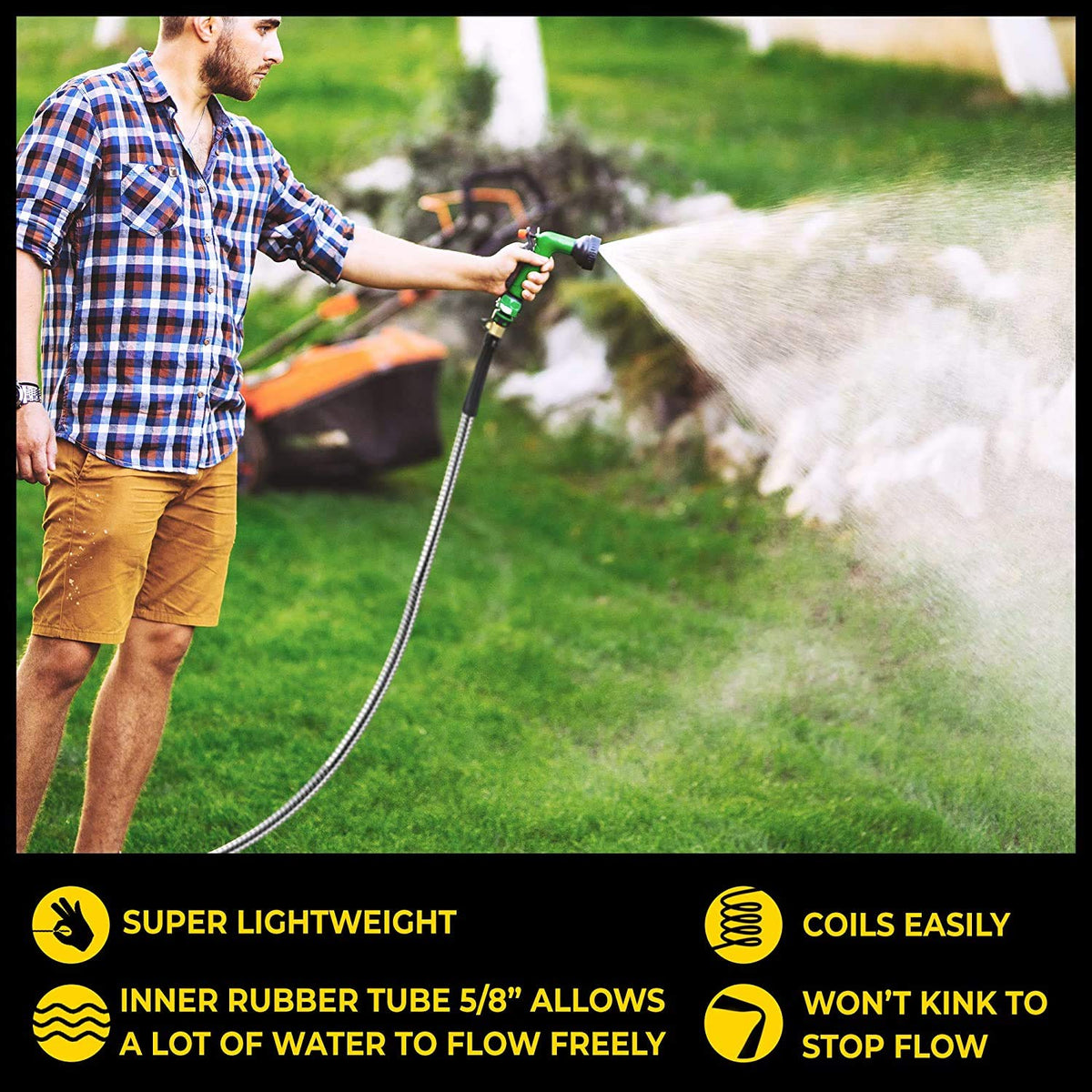 Bionic Steel Pro lightweight and flexible hose makes navigation around plants easy.