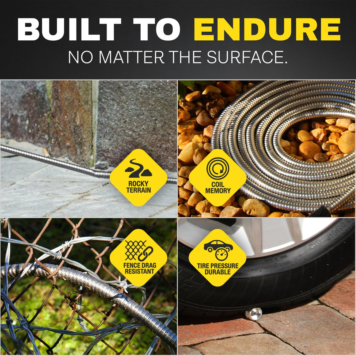 BIONIC STEEL stainless-steel outer layer shields against wear.