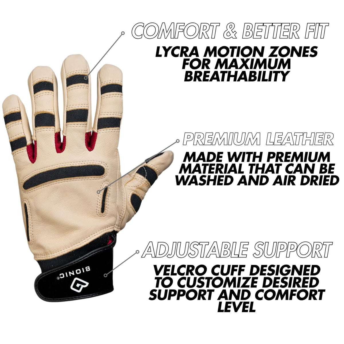 ReliefGrip interior with terrycloth keeps hands cool and dry.