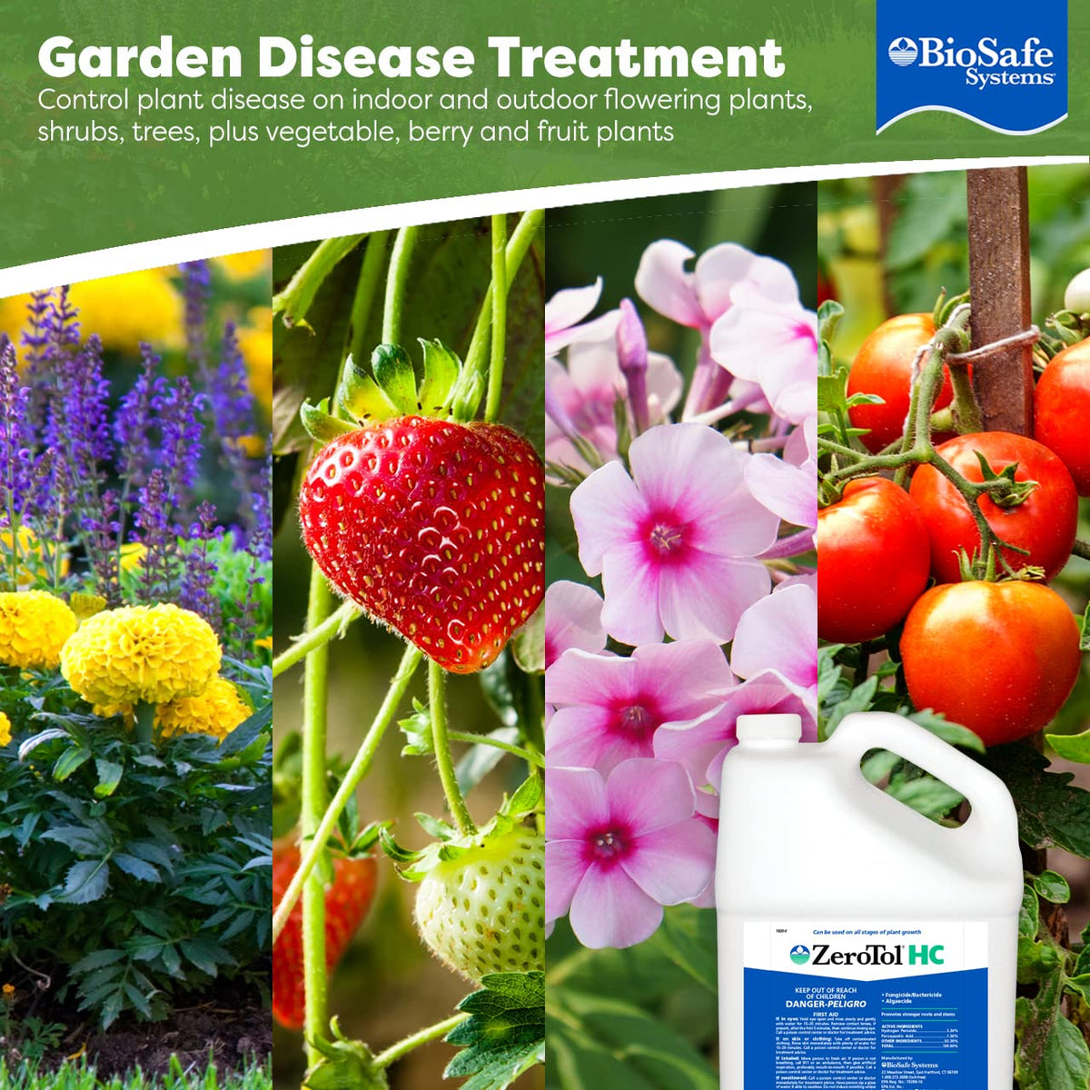 BioSafe ZeroTol HC disinfects greenhouse hard surfaces to reduce pathogens.