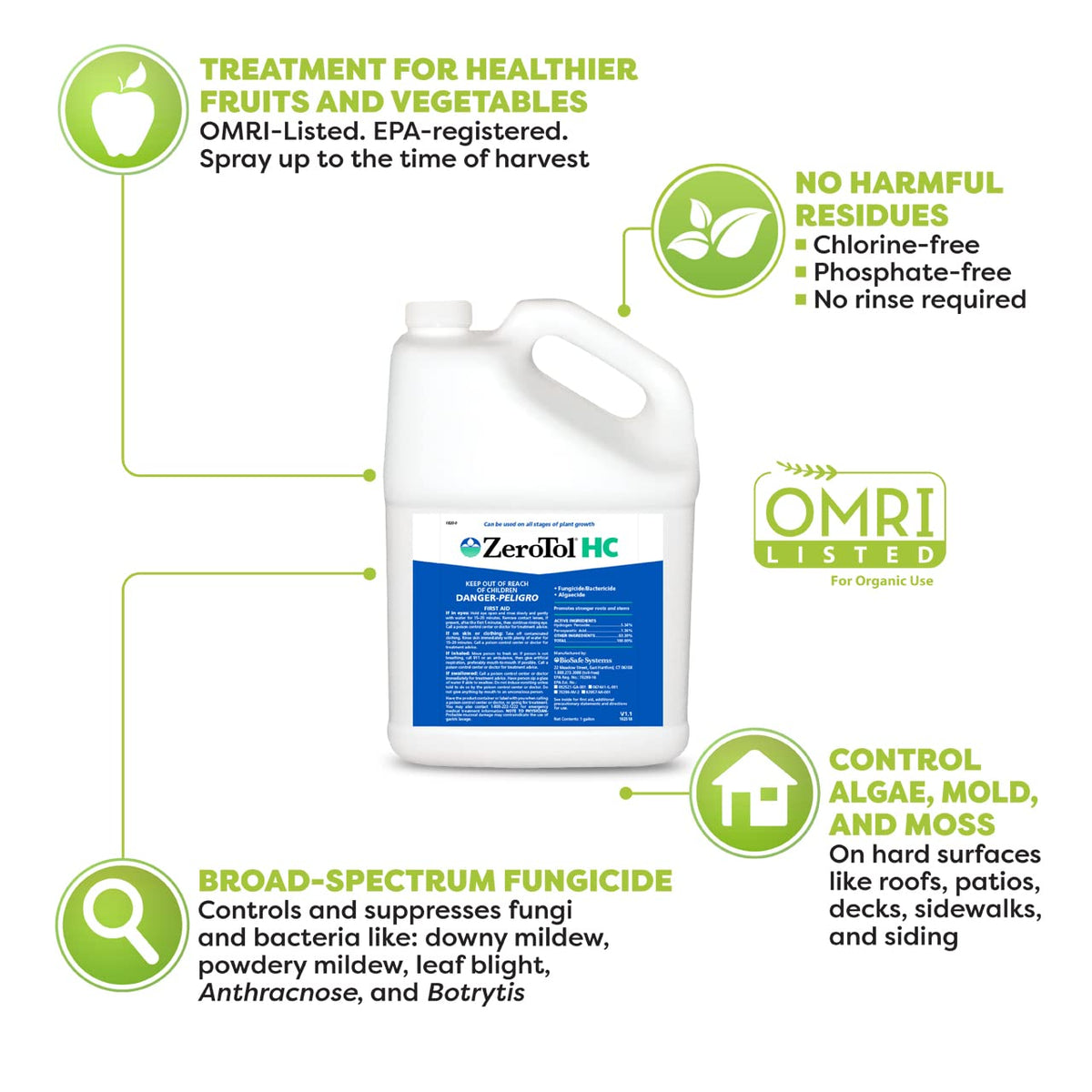 BioSafe ZeroTol HC spray application protects foliar health and prevents disease spread.