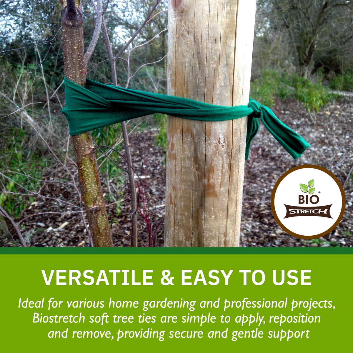 Biostretch natural-degrade tree ties close-up highlighting eco-friendly materials.