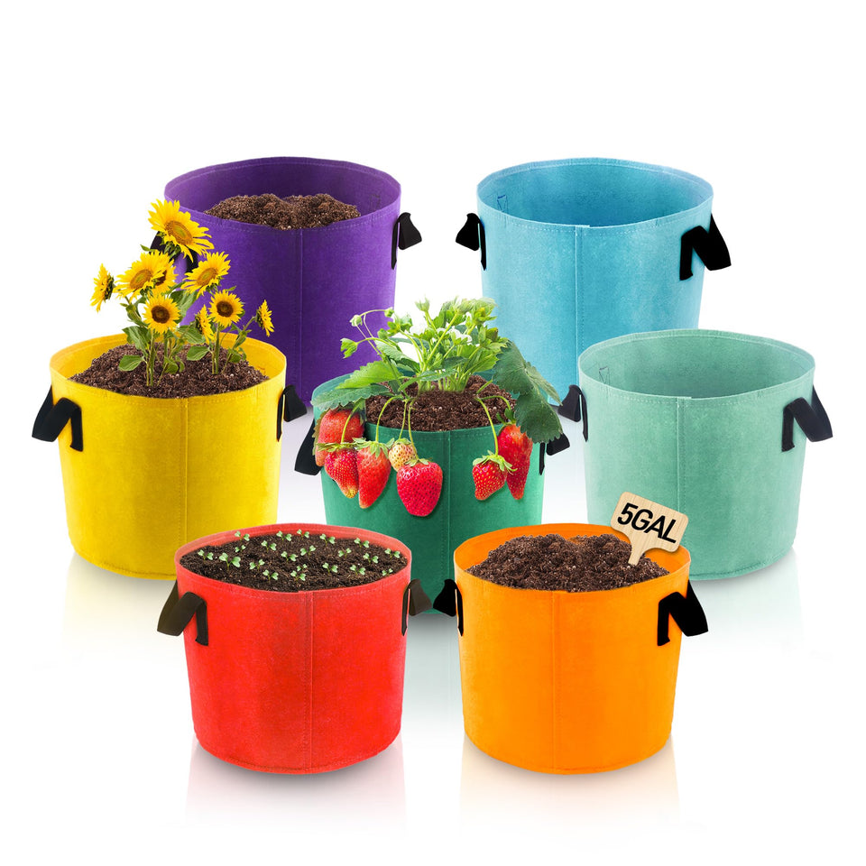 Biotolot 5-gallon grow bag with mixed colors and handles for easy relocation