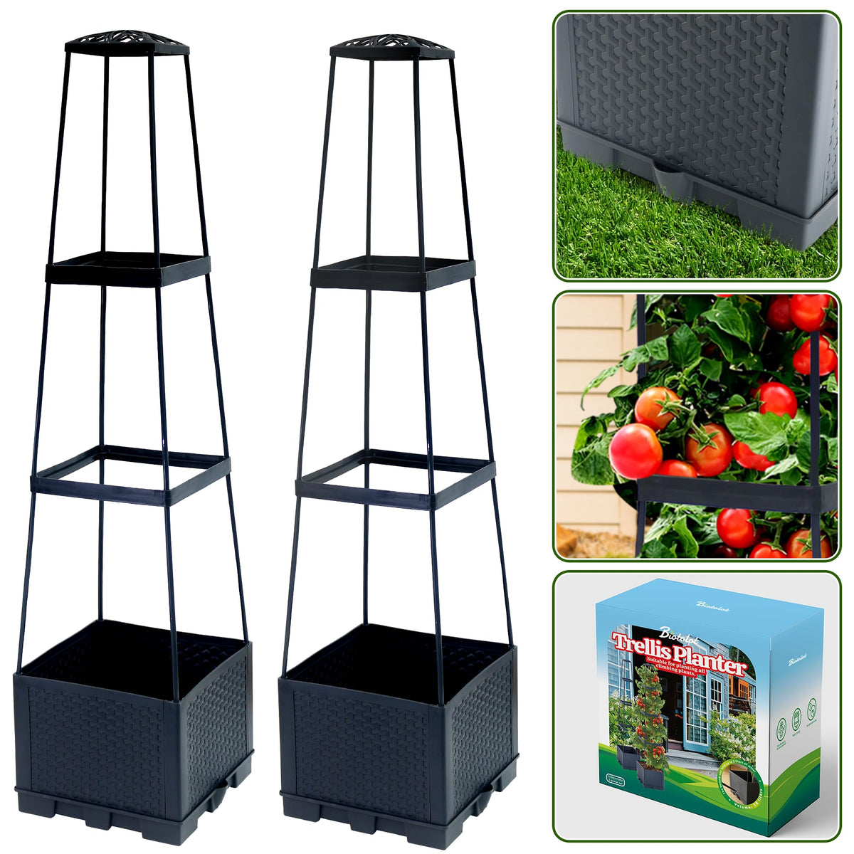 Biotolot tomato planter with trellis for compact patio gardening
