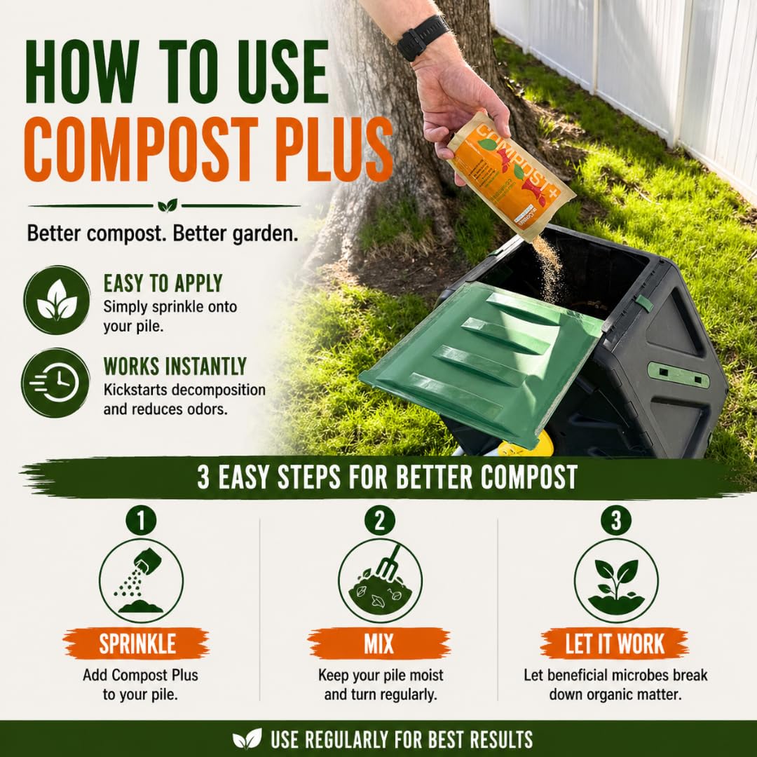 Bioverse Dr. Connie’s Compost Plus bin setup illustrates quick mixing and aeration for efficient piles