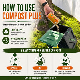Bioverse Dr. Connie’s Compost Plus bin setup illustrates quick mixing and aeration for efficient piles
