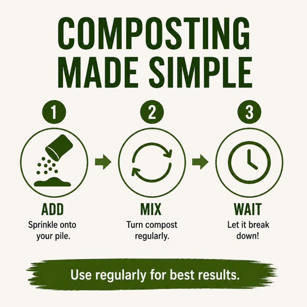 Bioverse Dr. Connie’s Compost Plus bottle rests beside a garden bed, implying safe garden use
