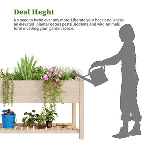 Birasil bottom shelf keeps garden tools within easy reach.