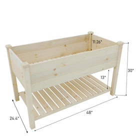 Birasil elevated planter with shelf provides convenient herb and flower growing.