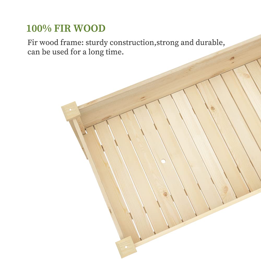 Birasil natural fir wood finish highlights sturdy, weather-resistant construction.