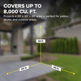 Coverage up to 8,000 cu ft keeps patios calm and clear.