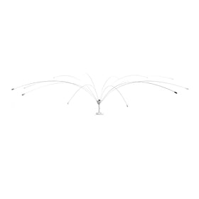 Bird B Gone Bird Spider 360 on a boat deters seagulls with wind-driven motion.