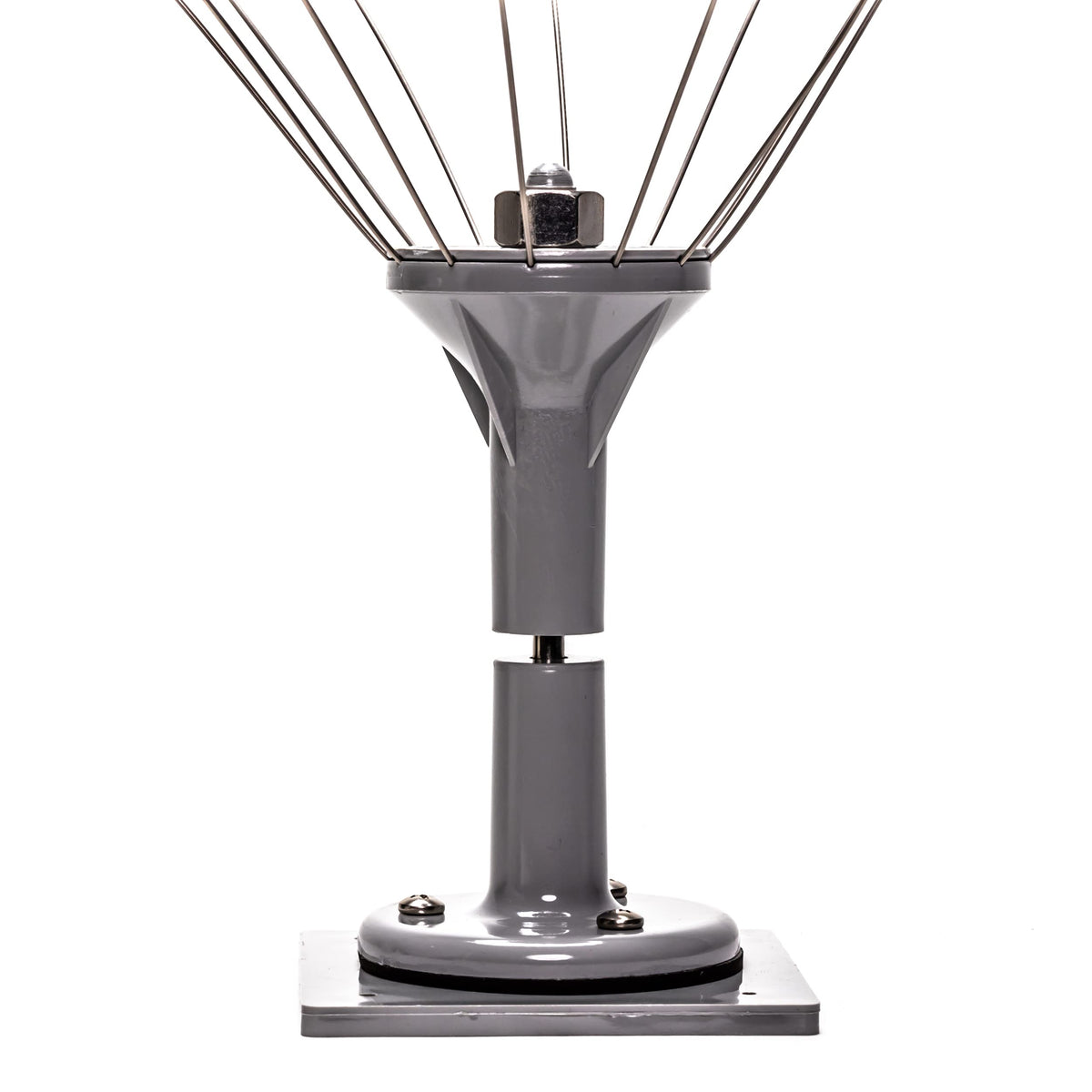 Bird B Gone Bird Spider 360 installed on a roof reduces bird landings in all weather.