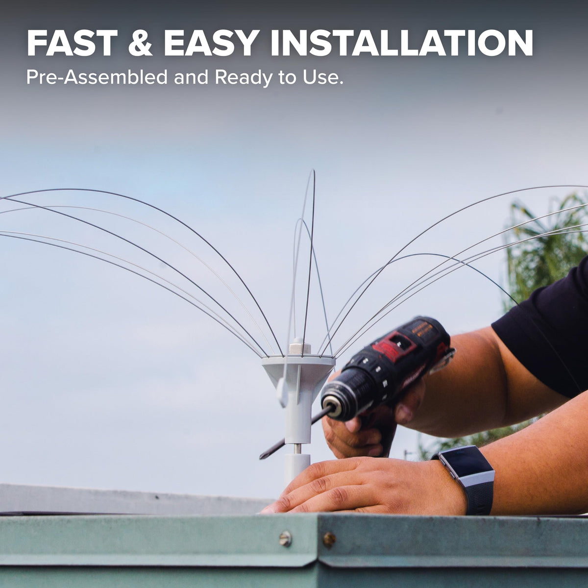 Bird Spider 360 weatherproof installation on boats and docks minimizes nuisance birds.