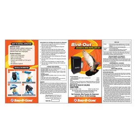 Brand packaging of Bird B Gone signals trusted avian control.