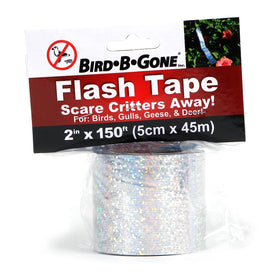 Bird B Gone holographic flash tape on a branch deters pigeons with reflective, rustling motion