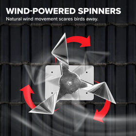Bird B Gone Reflect-A-Bird weatherproof aluminum body resists rain and sun.