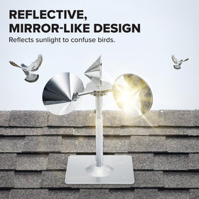 Bird B Gone Reflect-A-Bird railings mount for versatile garden and porch protection.