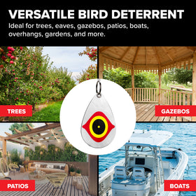 Bird B Gone reflective eye diverters on eaves protect entry spaces from birds
