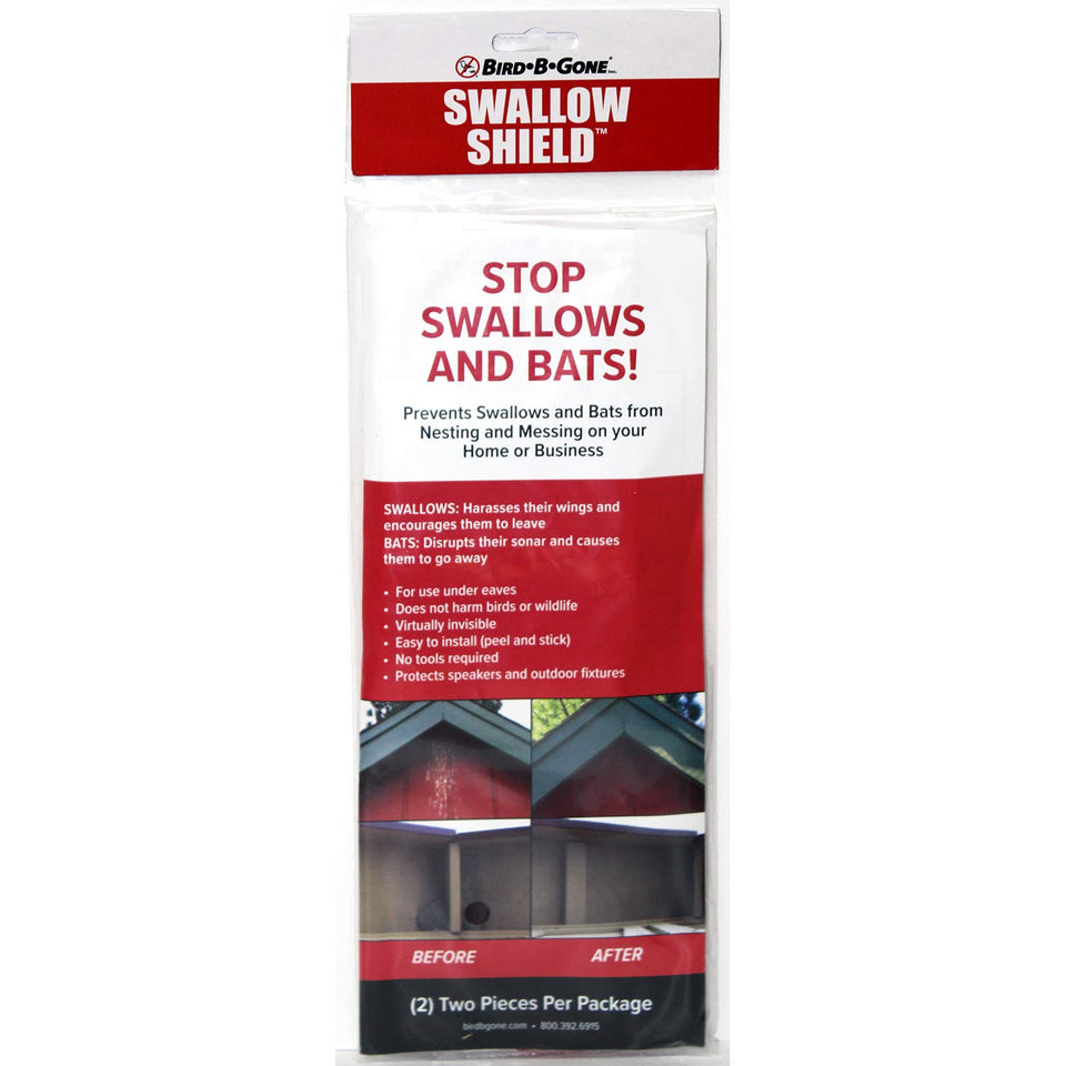 Bird B Gone Swallow Shield clear strips deter nesting under eaves.