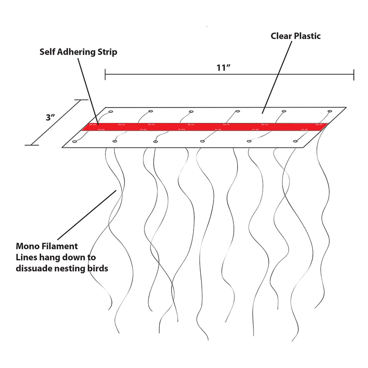 Bird B Gone Swallow Shield peel-and-stick strips install easily on clean surfaces.
