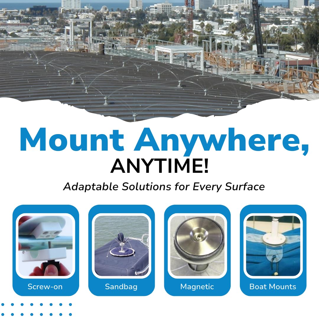 Humane stainless steel rods with blunt tips protect birds and people nearby.