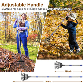 Bird Twig garden rake with adjustable 36-78 inch handle for comfortable reach.