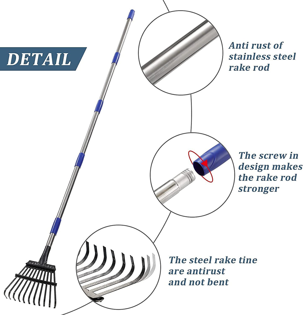 Bird Twig rake ships with all hardware for quick assembly.