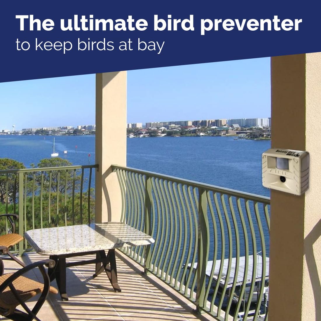 Bird-X Balcony Gard covers up to 900 sq ft for outdoor spaces.