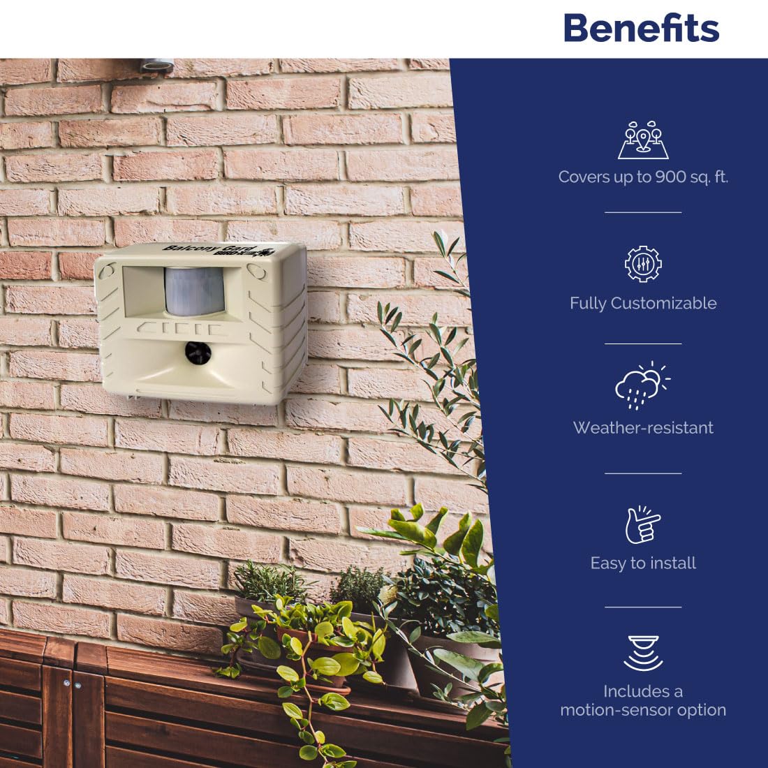 Bird-X Balcony Gard weather-resistant casing for outdoor use.
