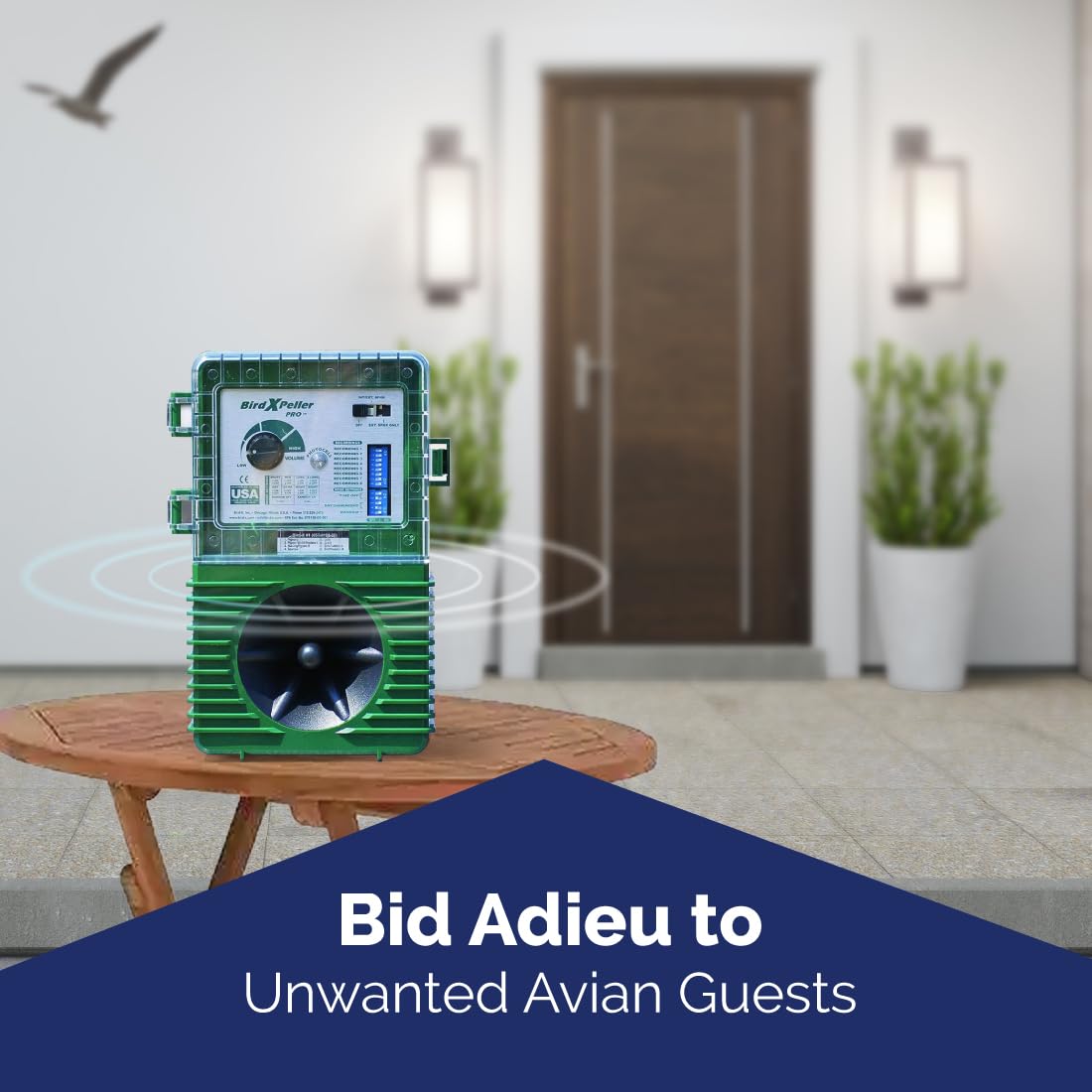 Bird-X BirdXPeller Pro mounted hardware enables quick installation.