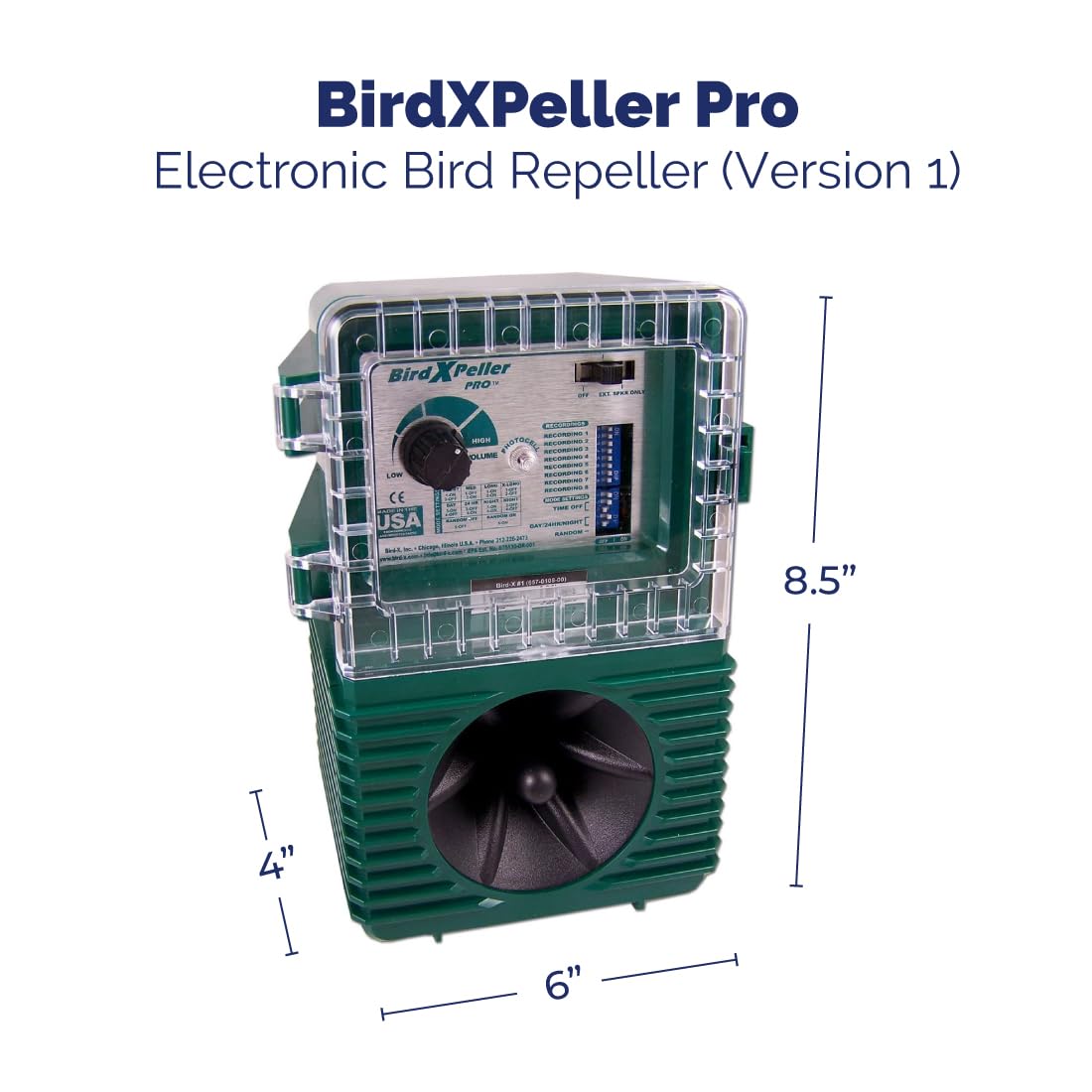 Bird-X BirdXPeller Pro side view showing compact design for docks.