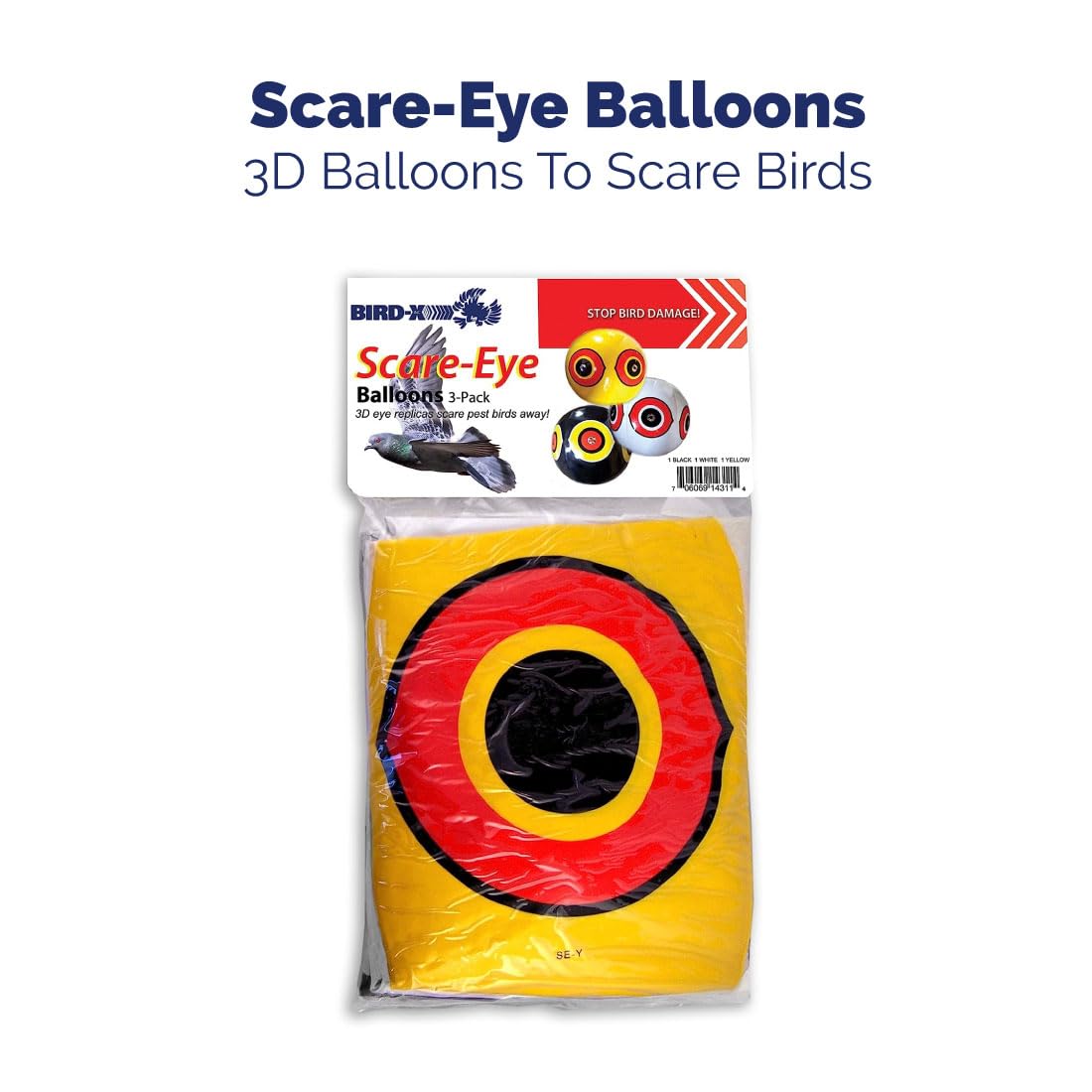 Bird-X Scare Eye Balloon in black enhances visibility for rooftop deterrence