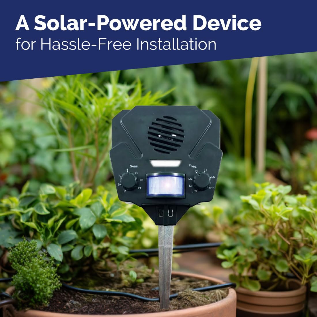 Bird-X Solar Yard Gard covers up to 3,000 square feet for yards and spaces