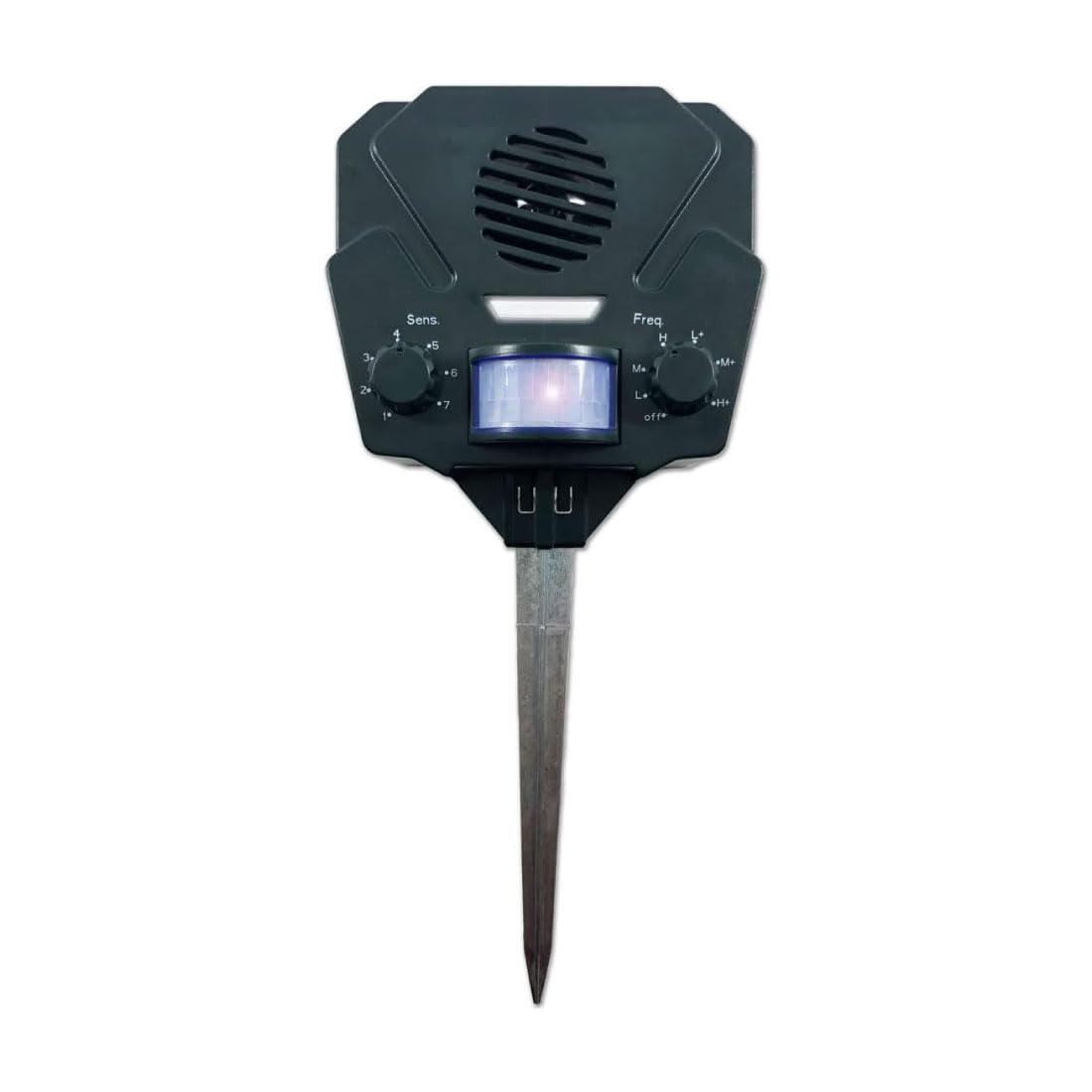 Bird-X Solar Yard Gard outdoor unit in sunny garden providing deterrence against wildlife