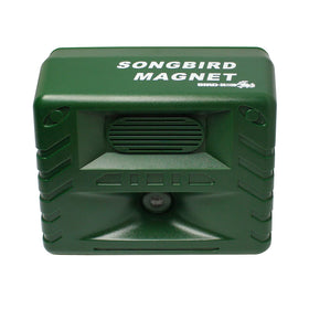 Bird-X Songbird Magnet outdoor-use setup invites local birds into the garden.