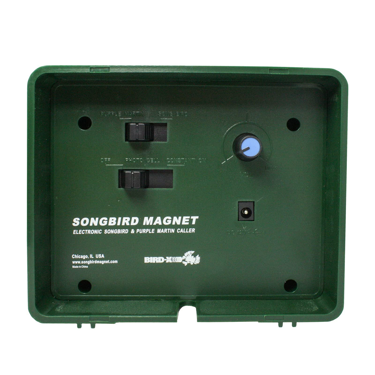 Bird-X Songbird Magnet volume control lets you adjust call intensity.