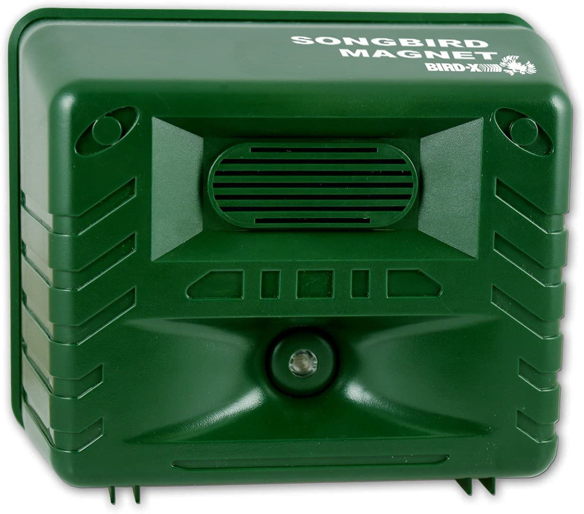 Bird-X Songbird Magnet wall-mount setup attracts songbirds to feeders with clear audio.