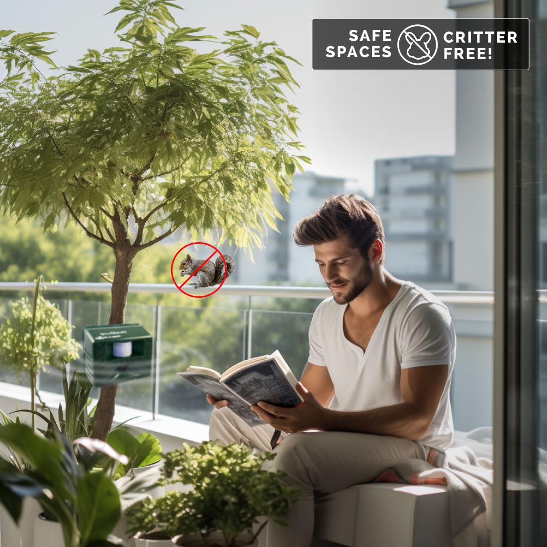 Bird-X Yard Gard motion sensor activates deterrence within 35 by 70 feet.