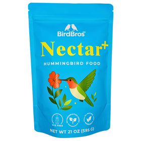 BirdBROS hummingbird nectar powder packaging ready for easy backyard feeding.