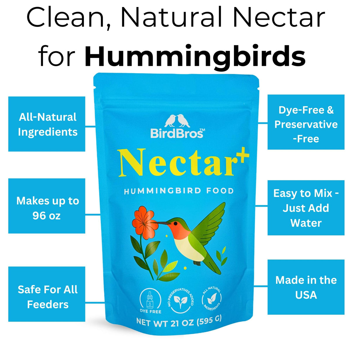 BirdBros Nectar Plus powder dissolves quickly in water for fast mix.